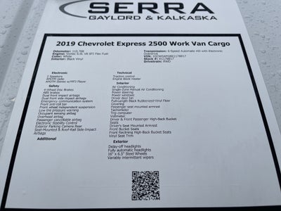 2019 Chevrolet Express Cargo Van Work Van