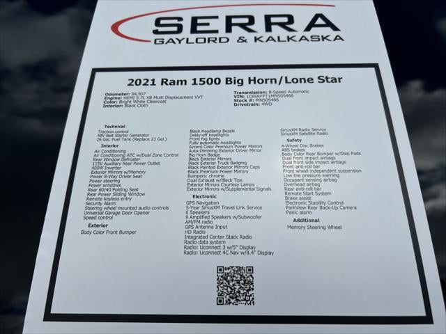 2021 RAM 1500 Big Horn Crew Cab 4x4 5'7' Box