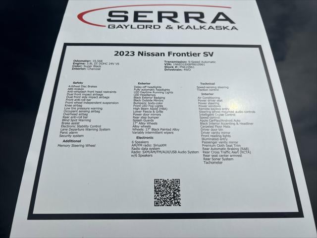 2023 Nissan Frontier Crew Cab SV 4x4