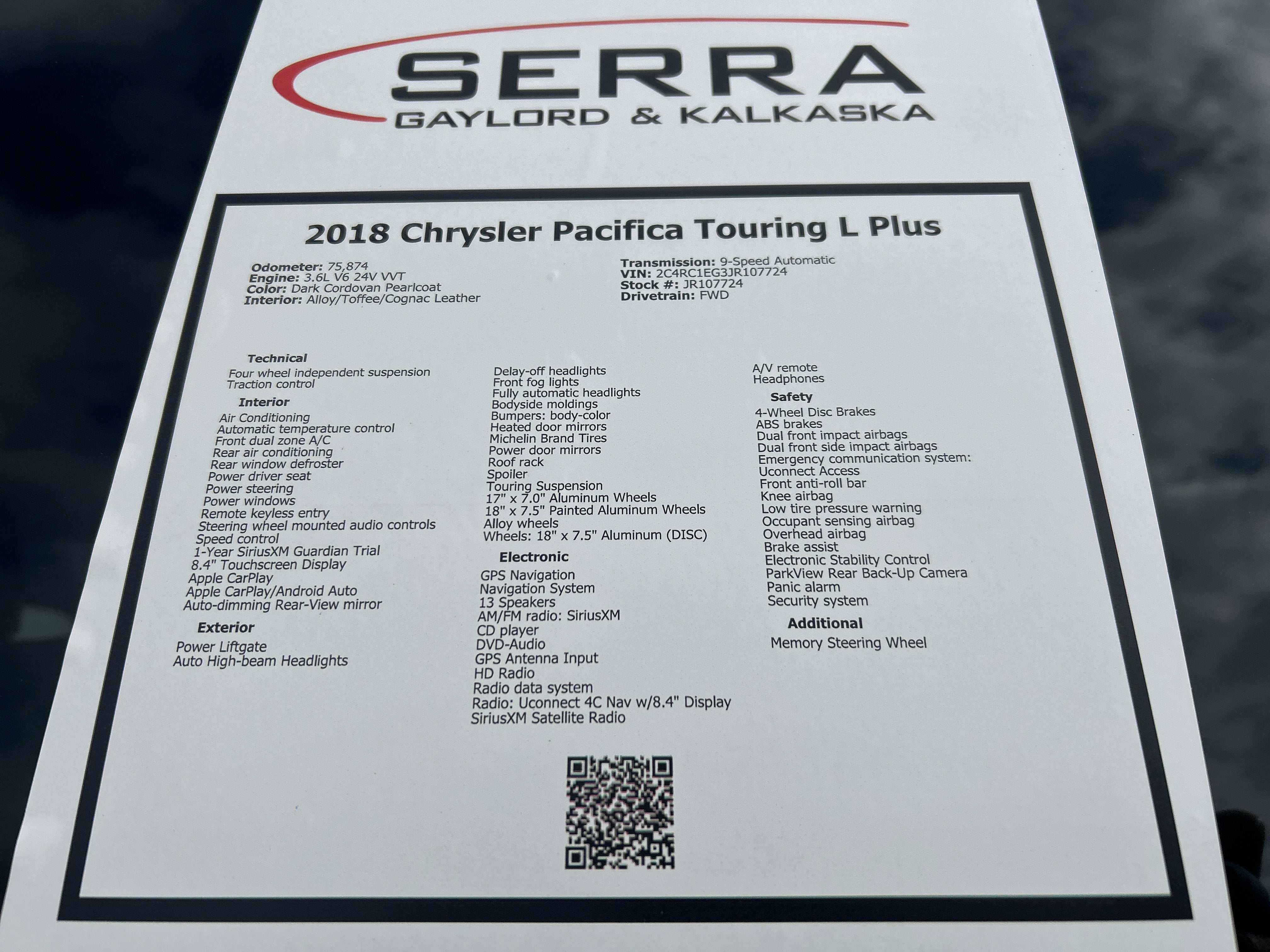 2018 Chrysler Pacifica Touring L Plus