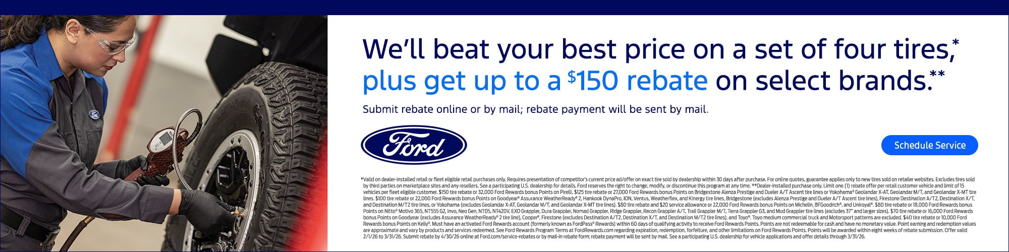 Set of 4 Tires + $150 Rebate at Serra Ford Gaylord in Gaylord MI